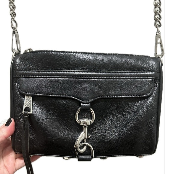 Rebecca Minkoff Mac Black and Silver Leather Crossbody Bag - Picture 3 of 10